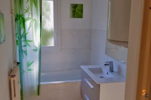 Baignoire et meuble simple vasque