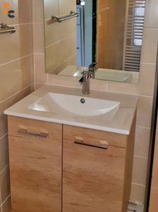 meuble bois simple vasque avec miroir