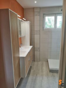 Meuble bois blanc salle de bain