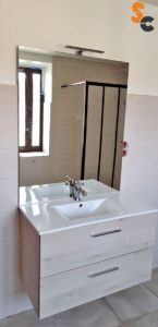 Meuble simple vasque et miroir led