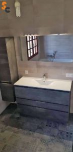 Meuble salle de bain gris grande vasque