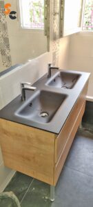 meuble double vasque ardoise bois